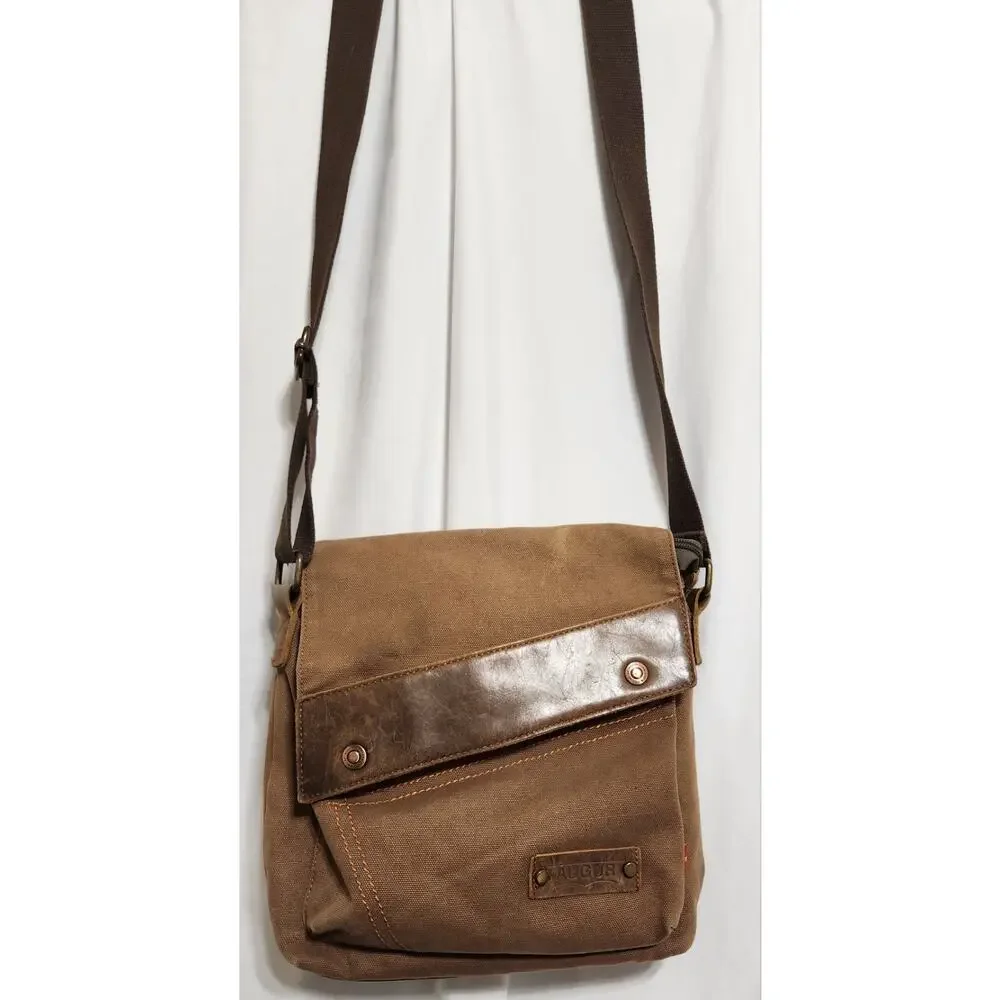 Augur Messenger Bag Canvas Shoulder Crossbody Brown‎